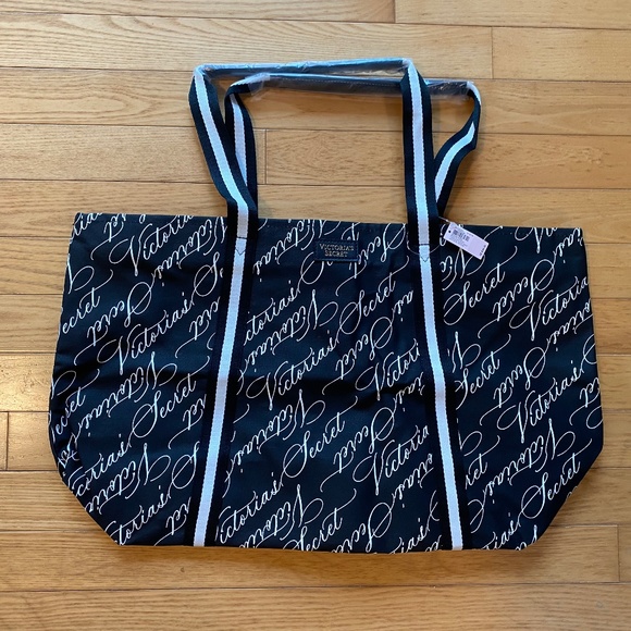 NWT Victoria's Secret Weekender Logo Black Tote - Picture 3 of 6
